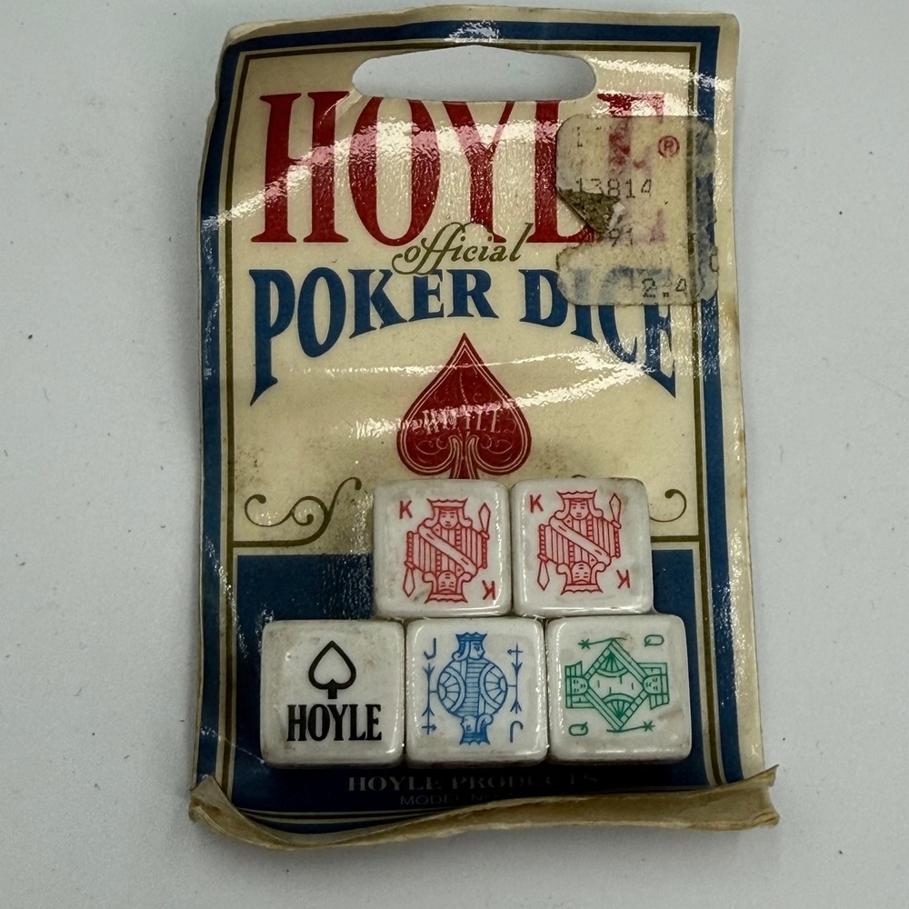 Hoyle Official Poker Dice Vintage 1992 Set Model 8191 Playing‎ Card Graphics
